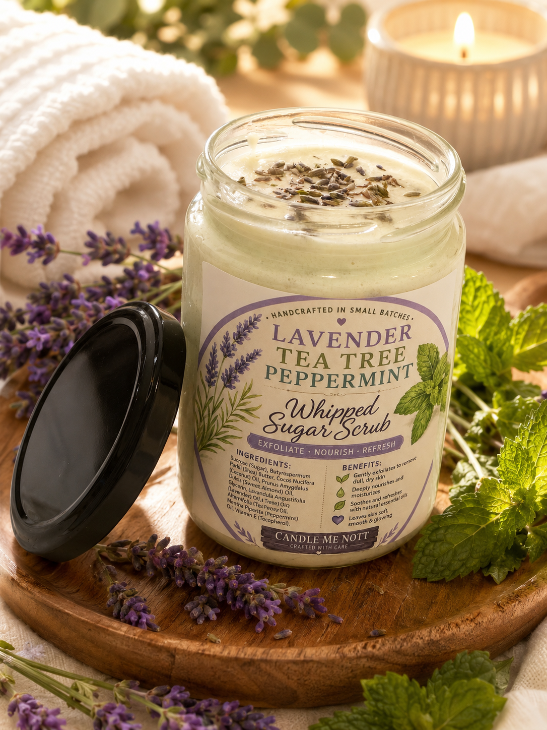 LAVENDER, TEA TREE & PEPPERMINT whipped sugar scrub