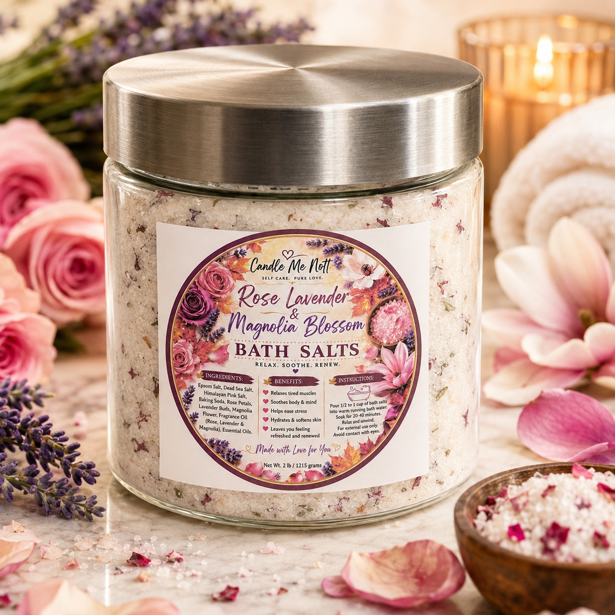 LAVENDER, ROSE and MAGNOLIA BLOSSOM bath salts